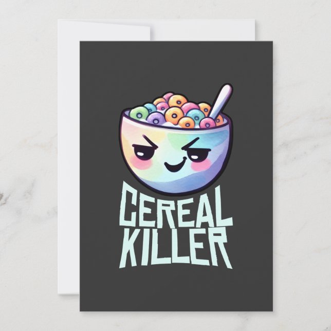 Invitación Pun de desayuno con asesina de cereales (Anverso)