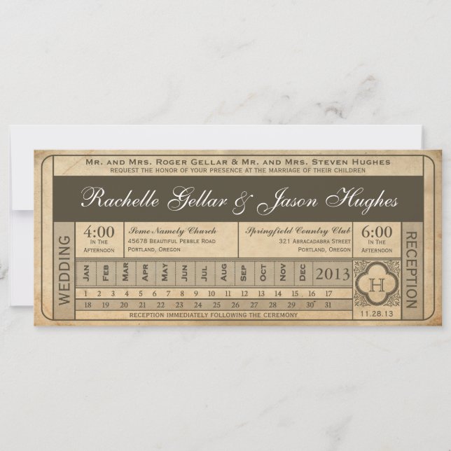 Invitación Punchout de la entrada de matrimonio III (Anverso)