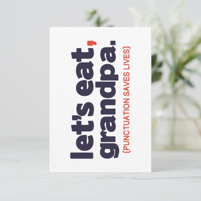 Invitación Punctuation saves lives (Anverso de pie)