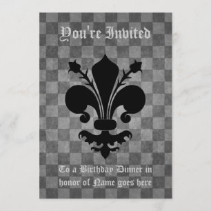 Invitación Punk gótico fleur negro de lis cena cumpleaños