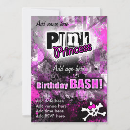 Invitación Punk Princess Birthday Bash