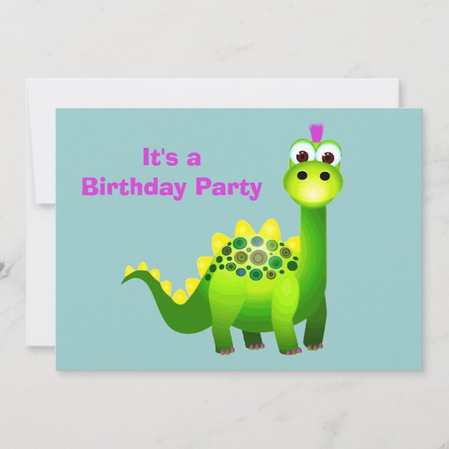 Invitación Punk verde Dino (Anverso)