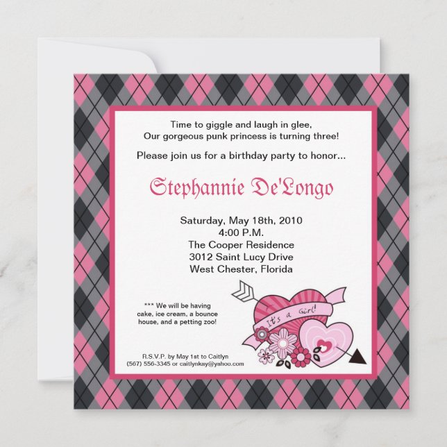 invitación punky de la fiesta de cumpleaños de (Anverso)
