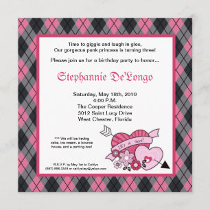 invitación punky de la fiesta de cumpleaños de