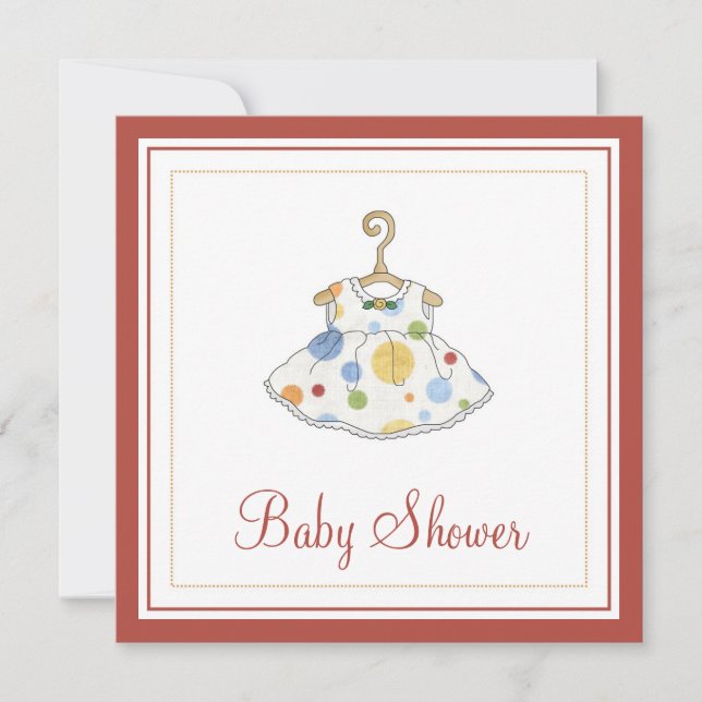 Invitación punteada de Baby Shower del vestido de (Anverso)