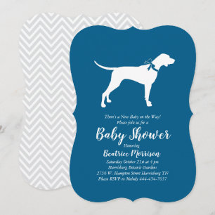Invitación Puntero Perro Baby Shower Boy Azul