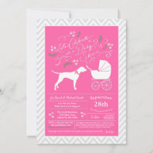 Puntero Perro Chica Baby Shower Rosa