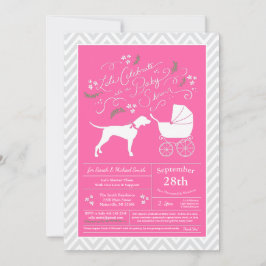 Invitación Puntero Perro Chica Baby Shower Rosa