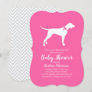 Invitación Puntero Perro Chica Baby Shower Rosa
