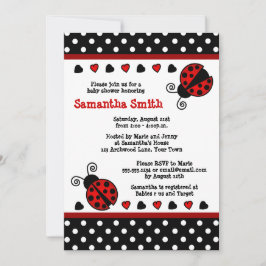 Invitación Punto de polka blanco y negro de Baby Shower
