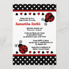 Invitación Punto de polka blanco y negro de Baby Shower