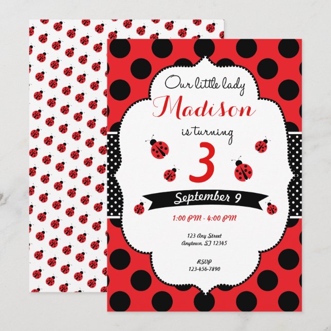 Invitación Punto de Polka de cualquier edad (Anverso / Reverso)
