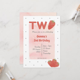 Invitación Punto de Polka de fresa dos