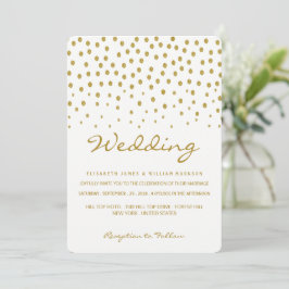 Invitación Punto de Polka Oro - Blanco y Oro - Boda