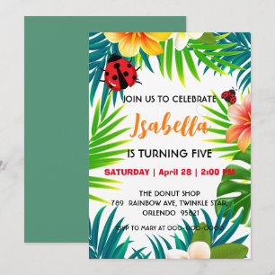 Invitación Punto de polka rojo lindo Ladybug jungla de verano