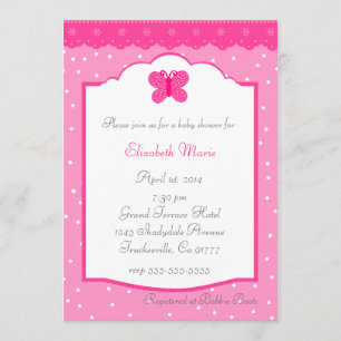 Invitación Punto de polka rosa y mariposa Baby Shower caprich
