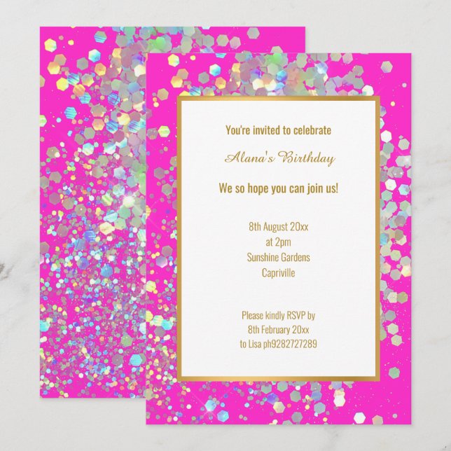 INVITACIÓN PUNTO HOLOGRÁFICO BLANCO PINO BRILLANTE (Anverso / Reverso)