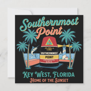 Invitación Punto más meridional Key West Vibra tropical retro