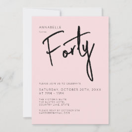 Invitación Punto Mínimo Rosa Rubor 40° cuadragésimo cumpleaño