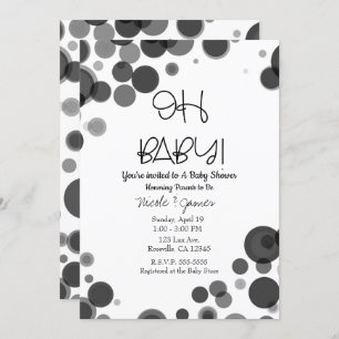 Invitación Punto negro de polka blanco burbuja OH Baby Shower