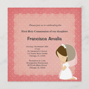 Invitación Punto rosa chica de la Santa Comunión