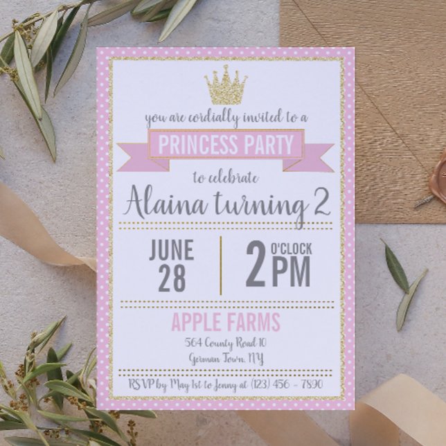 Invitación Punto rosado de Polka y cumpleaños de la princesa  (Subido por el creador)