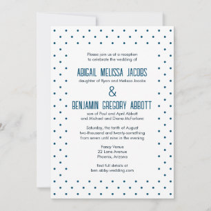 Invitación Puntos azules y blancos con 2 conjuntos de padres