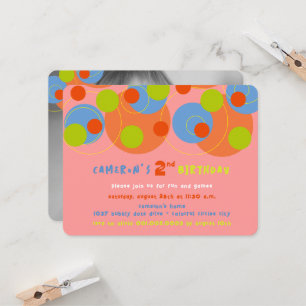Invitación Puntos Coloridos Burbujeantes Foto de Cumpleaños d