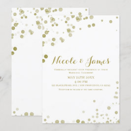 Invitación Puntos de Acuarela Dorada Boda Moderna Limpia
