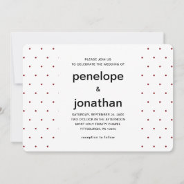 Invitación Puntos de Boda Red y White Timeless