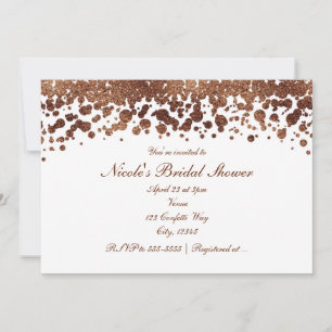 Invitación Puntos de confeti blancos y bronce Glamour Shimmer