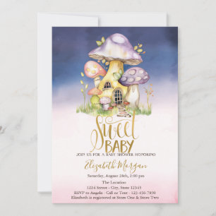 Invitación Puntos de flores de hongos Ombré Baby Shower