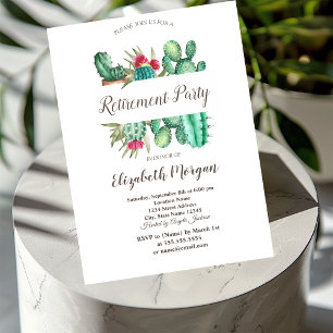 Invitación Puntos de lunares de cactus de acuarela Jubilación