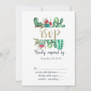 Invitación Puntos de lunares de cactus de acuarela RSVP