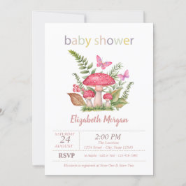 Invitación Puntos de mariposa de hongos Baby Shower