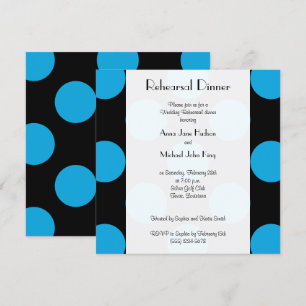 Invitación Puntos de Polka Azul, punteados, puntos, cena de e