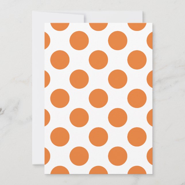 Invitación Puntos de polka blancos y Naranjas (Anverso)