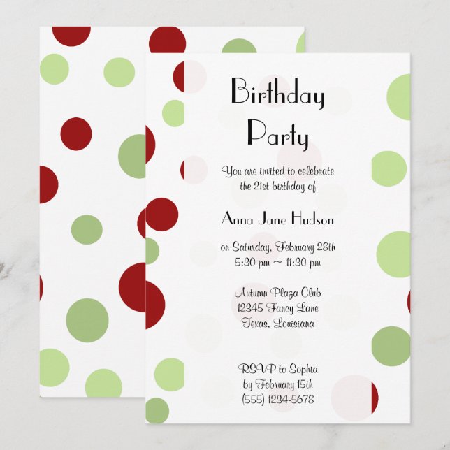 Invitación Puntos de Polka, Patrón de Punto de Polka, Puntos, (Anverso / Reverso)