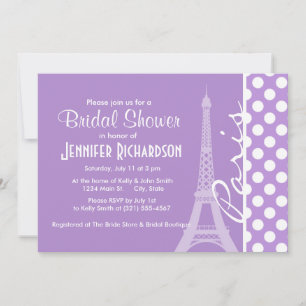 Invitación Puntos de Polka Púrpura Lavender; París