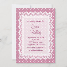 Invitación Puntos de polka rosa CHICA Baby Shower V17A