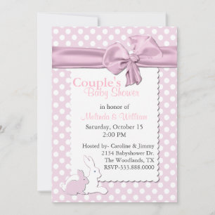 Invitación Puntos de polka rosa y blanco con Baby Shower de c