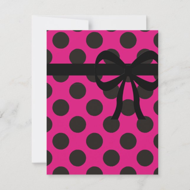 Invitación Puntos de polka rosados y negros calientes (Anverso)