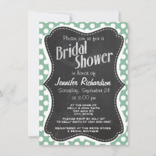 Invitación Puntos de Polka Verde del Mar Oscuro; aspecto de C
