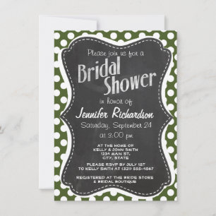 Invitación Puntos de Polka Verde Oscuro Moss