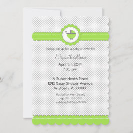 Invitación Puntos de Polka Verde y Gris Lime-Baby Shower