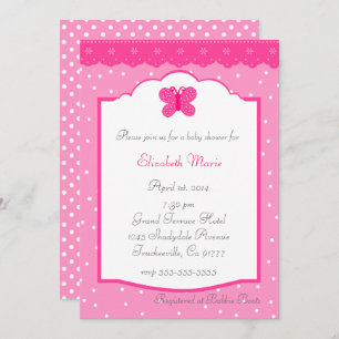 Invitación Puntos de polka y Baby Shower mariposa