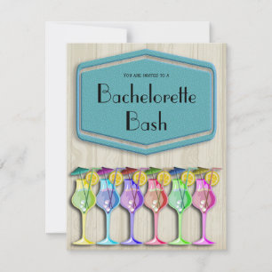 Invitación Puntos De Polka Y Bebidas De Paraguas Tropicales D