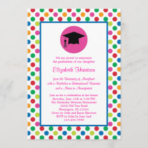 Invitación Puntos de Polka y Graduación de Cap