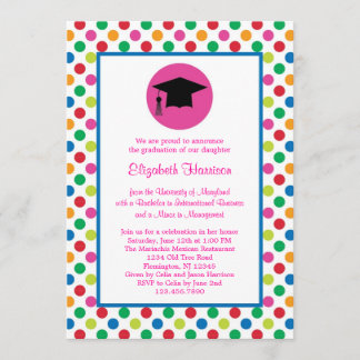 Invitación Puntos de Polka y Graduación de Cap