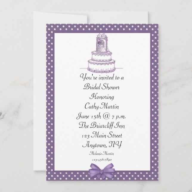 Invitación Puntos de torta púrpura (Anverso)